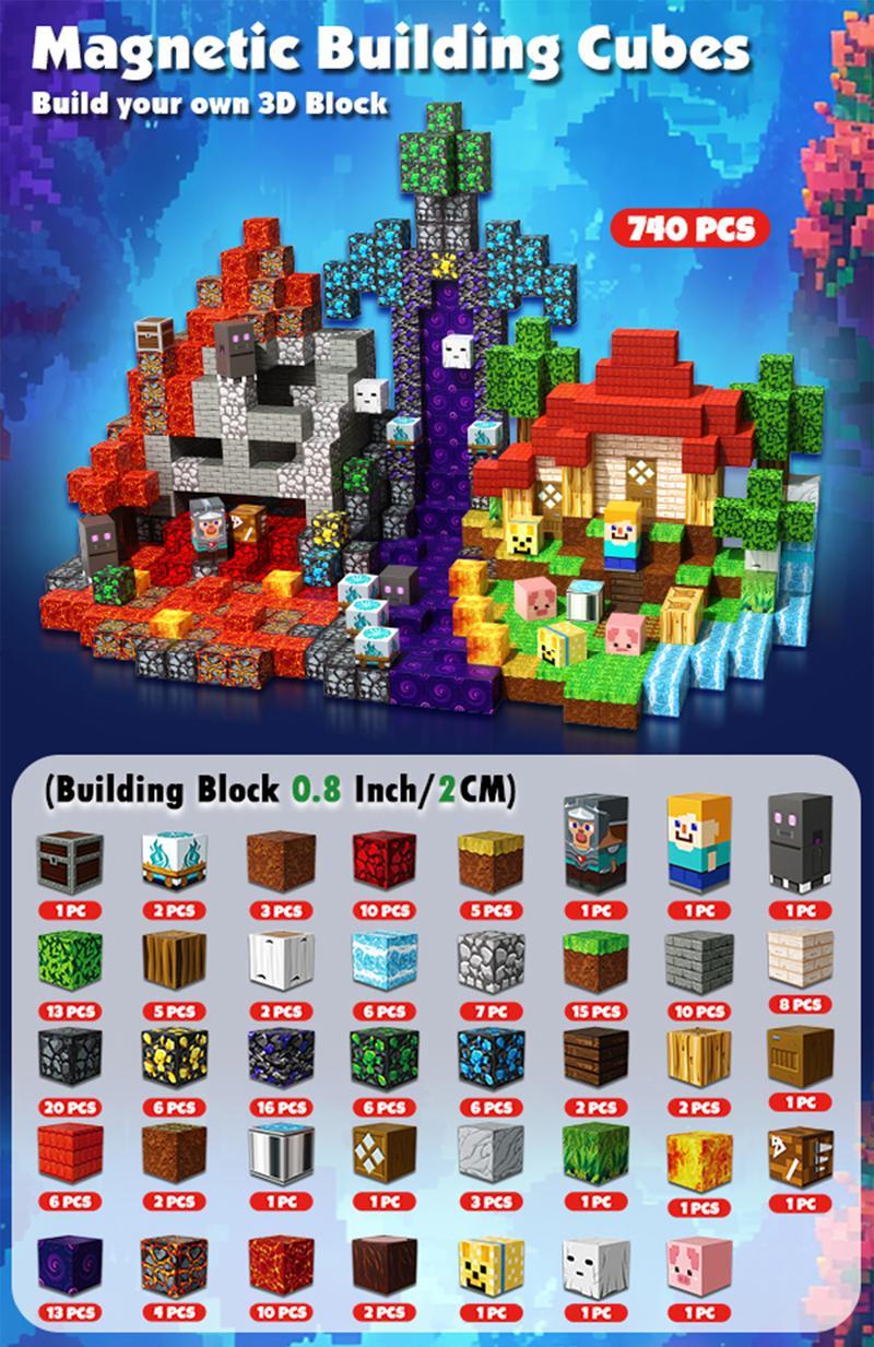 200 blocs magnétiques. Jeu de construction. développe la créativite, l'imagination, la concentration...