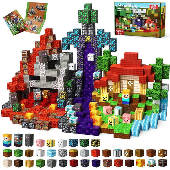 200 blocs magnétiques. Jeu de construction. développe la créativite, l&